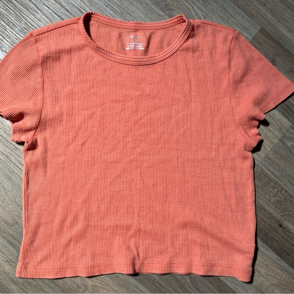 Aerie cropped coral ribbed tee